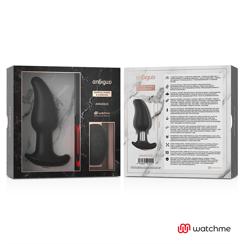 ANBIGUO - WATCHME REMOTE CONTROL ANAL PLUG VIBRATOR WITH ROTATION OF AMADEUS PEARLS - Image 6
