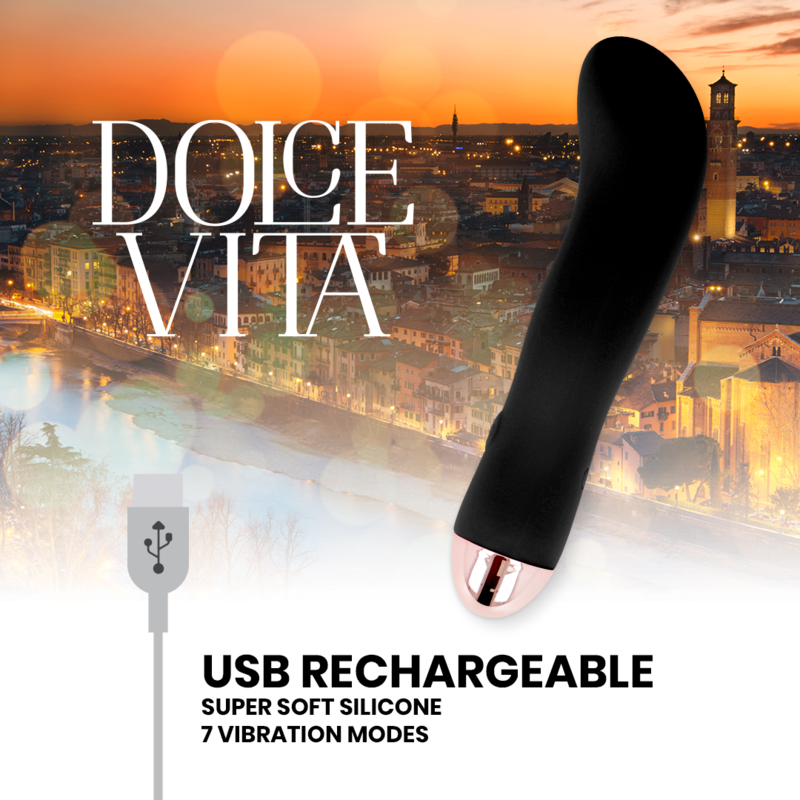 DOLCE VITA - VIBRADOR RECARGABLE TWO NEGRO 7 VELOCIDADES - Imagen 2