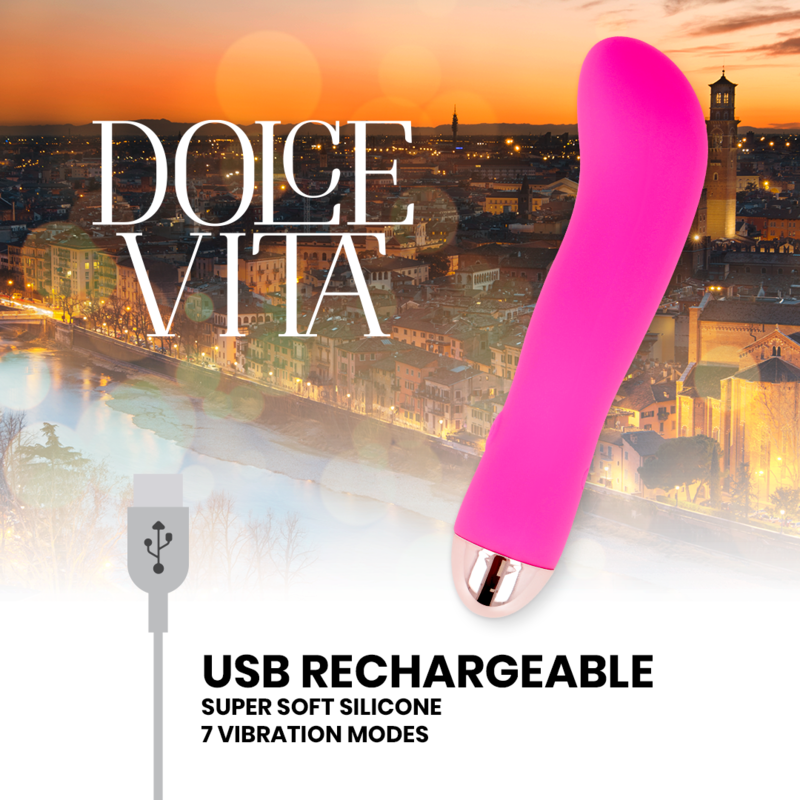 DOLCE VITA - VIBRATEUR RECHARGEABLE DEUX ROSE 7 VITESSES – Image 2