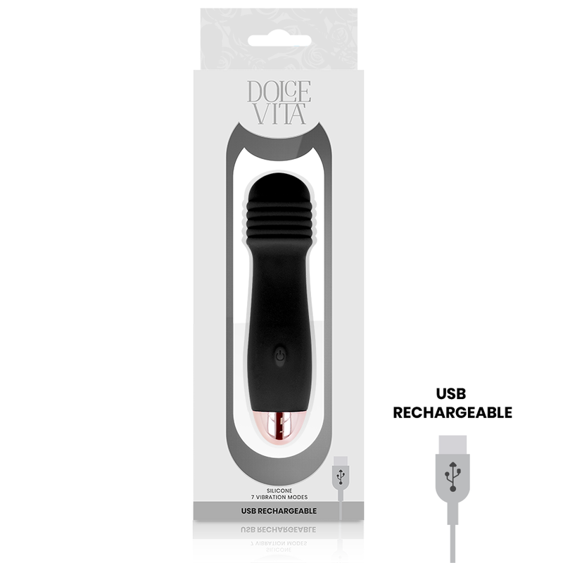 DOLCE VITA - VIBRADOR RECARGABLE TRES NEGRO 7 VELOCIDADES - Imagen 3