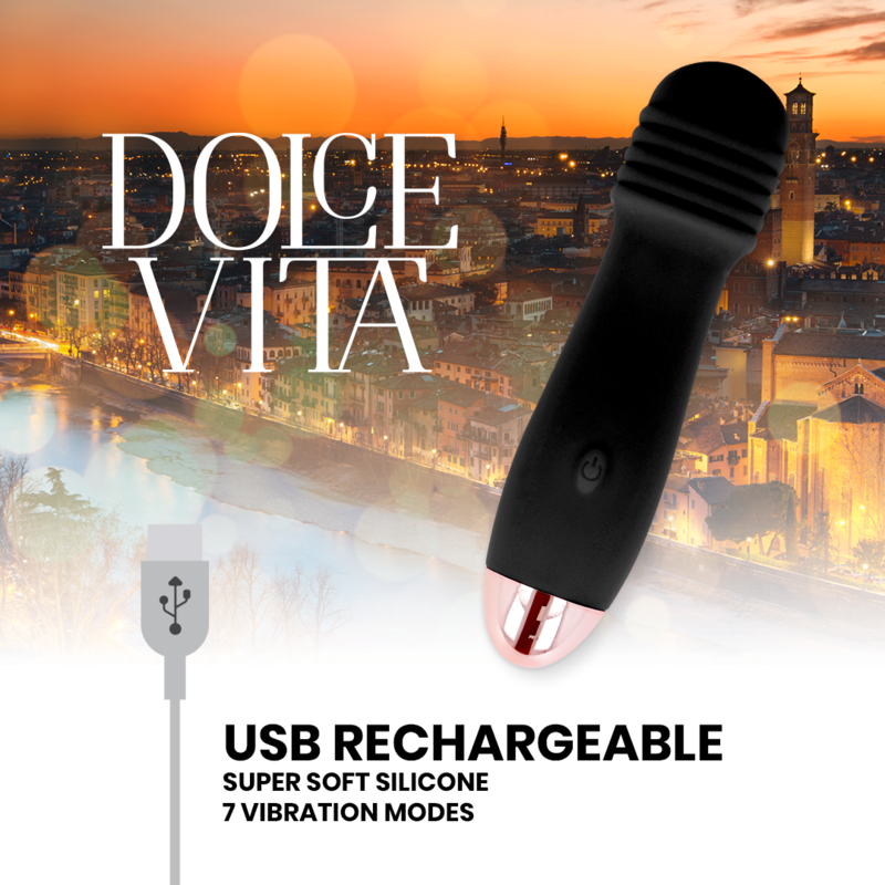 DOLCE VITA - VIBRADOR RECARGABLE TRES NEGRO 7 VELOCIDADES - Imagen 2