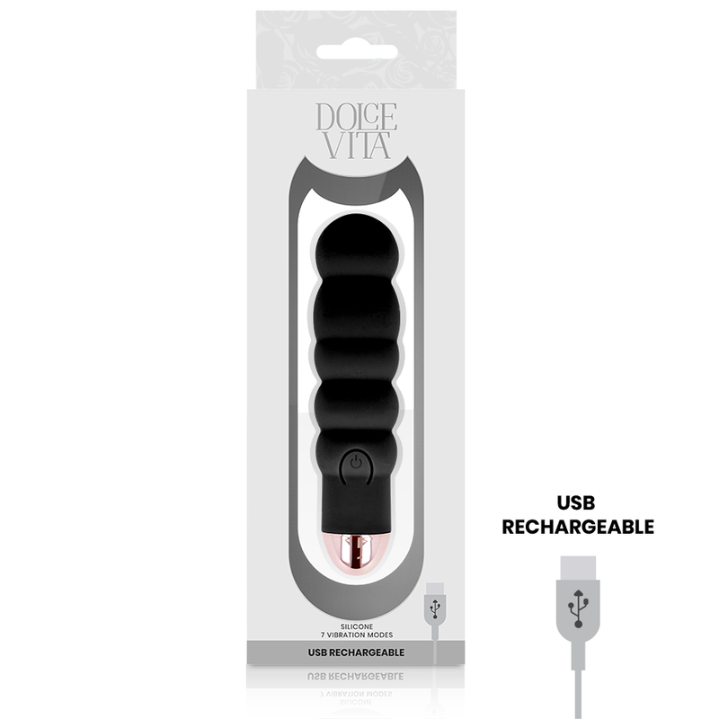 DOLCE VITA - VIBRATEUR RECHARGEABLE SIX NOIR 7 VITESSES – Image 2