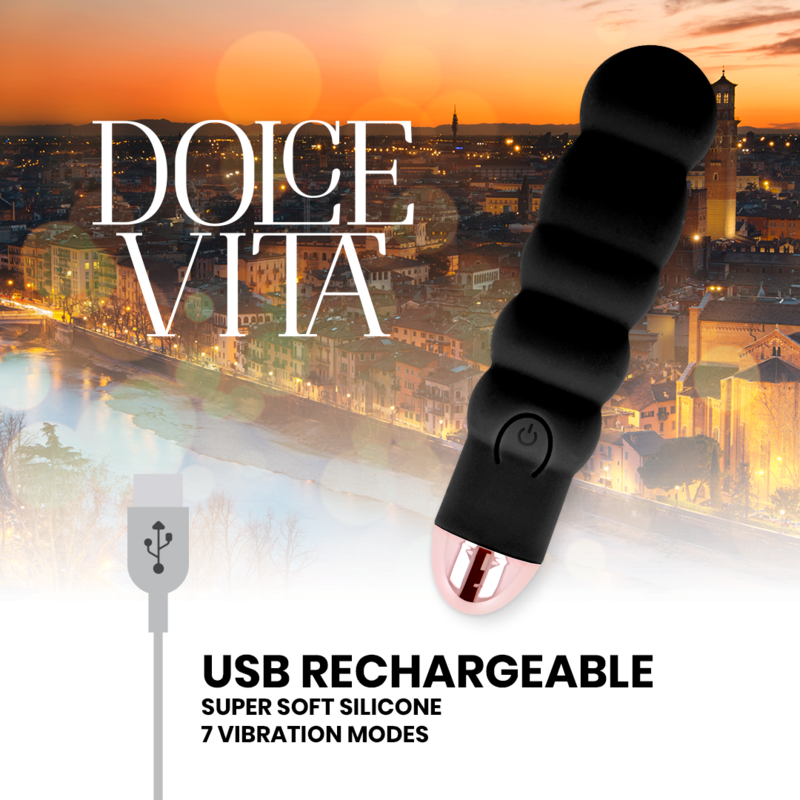 DOLCE VITA - VIBRATEUR RECHARGEABLE SIX NOIR 7 VITESSES – Image 3