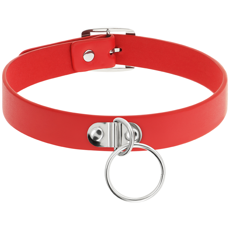 COQUETTE CHIC DESIRE - COLLANA IN PELLE VEGANA ROSSA ACCESSORIO FETISH DONNA - immagine 4