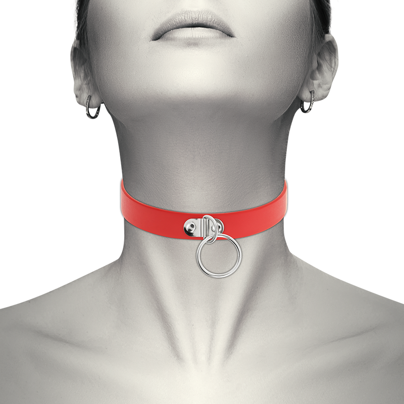 COQUETTE CHIC DESIRE - COLLANA IN PELLE VEGANA ROSSA ACCESSORIO FETISH DONNA - immagine 5