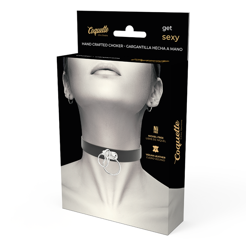 COQUETTE CHIC DESIRE - RAS DE COU DOUBLE ANNEAU EN CUIR VÉGAN – Image 5
