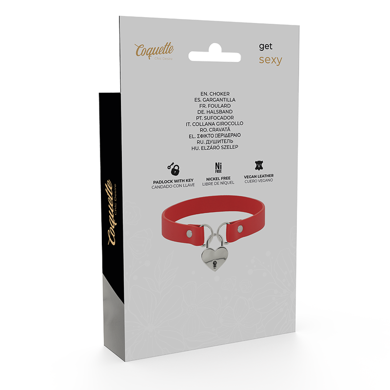 COQUETTE CHIC DESIRE - ROTE HALSKETTE AUS VEGANEM LEDER MIT HERZ-ACCESSOIRE MIT SCHLÜSSEL – Bild 6