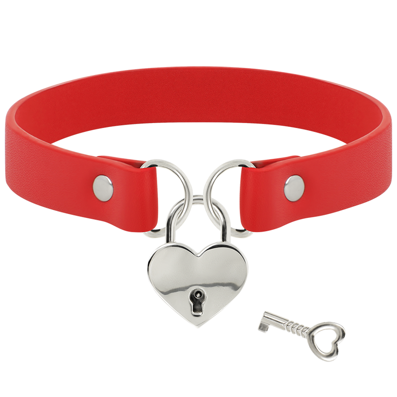 COQUETTE CHIC DESIRE - ROTE HALSKETTE AUS VEGANEM LEDER MIT HERZ-ACCESSOIRE MIT SCHLÜSSEL – Bild 5
