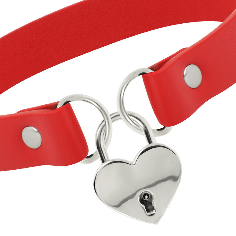 COQUETTE CHIC DESIRE - ROTE HALSKETTE AUS VEGANEM LEDER MIT HERZ-ACCESSOIRE MIT SCHLÜSSEL – Bild 4