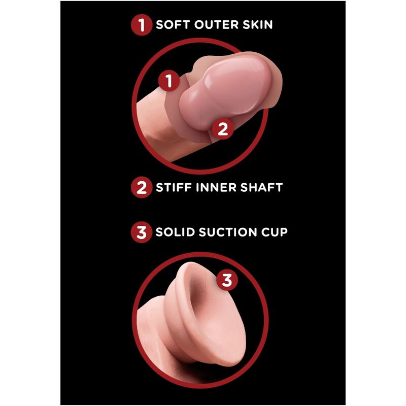 KING COCK - PLUS 3D DILDO SWINGING BALLS 15.2 CM NATURAL - Imagen 5