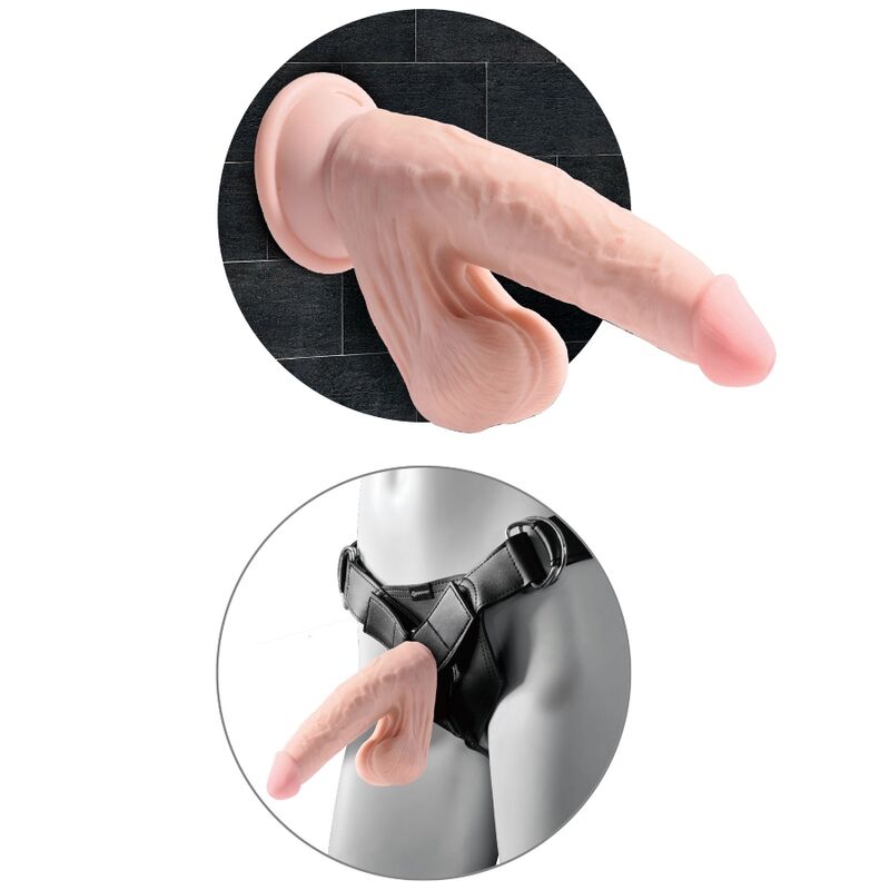 KING COCK - PLUS 3D DILDO SWINGING BALLS 15.2 CM NATURAL - Imagen 4
