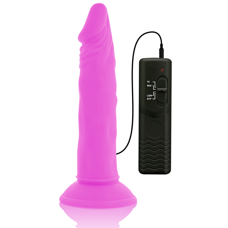 DIVERSIA - DILDO REALÍSTICO FLEXIBLE CON VIBRACIÓN LILA 23 CM -O- 4.3 CM - Imagen 2