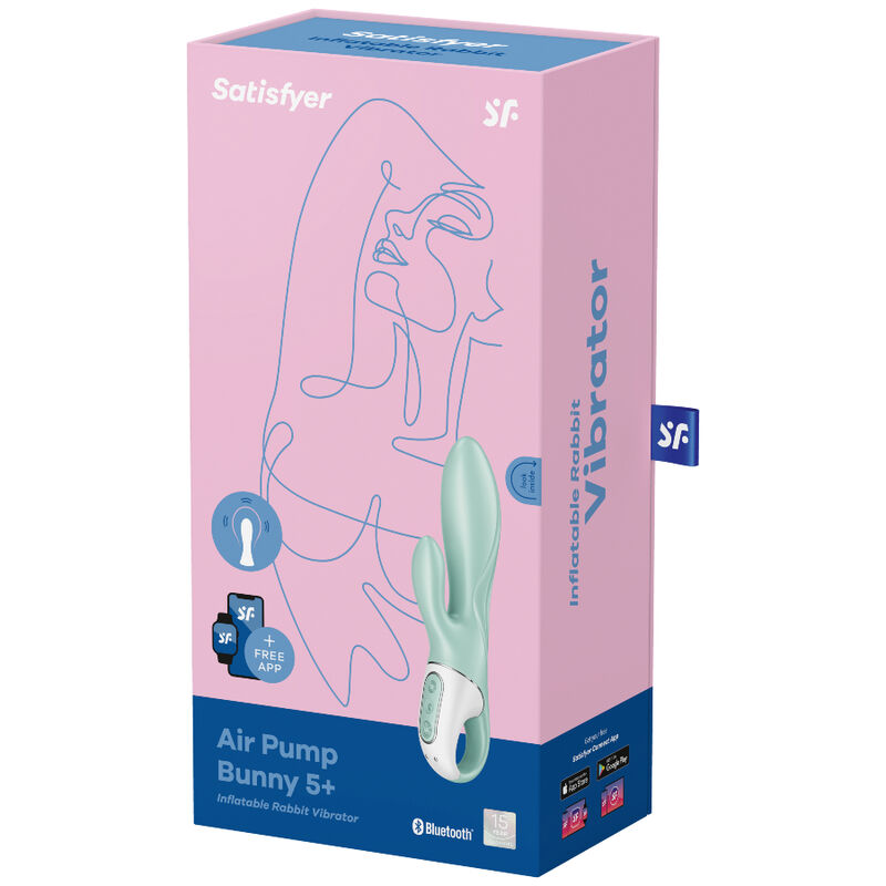 SATISFYER - AIR PUMP BUNNY 5+ APPLICATION GONFLABLE LAPIN VIBRATEUR VERT – Image 4