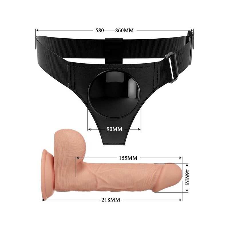 PRETTY LOVE - HARNESS BRIEFS ARNÉS UNIVERSAL CON DILDO JERRY 21.8 CM NATURAL - Imagen 6