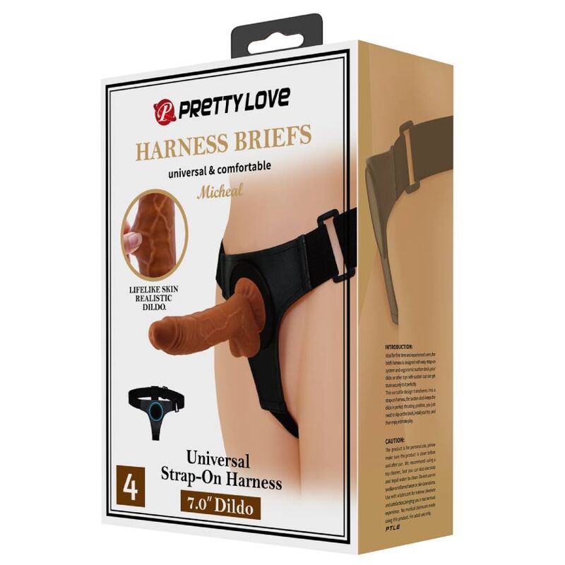 PRETTY LOVE - HARNESS BRIEFS UNIVERSAL HARNESS WITH DILDO MICHEAL 20 CM BLACK - Image 5