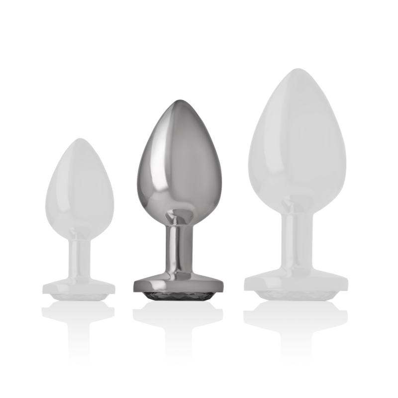 INTENSE - PLUG ANAL METAL ALUMINIO CON CRISTAL NEGRO TALLA M - Imagen 2