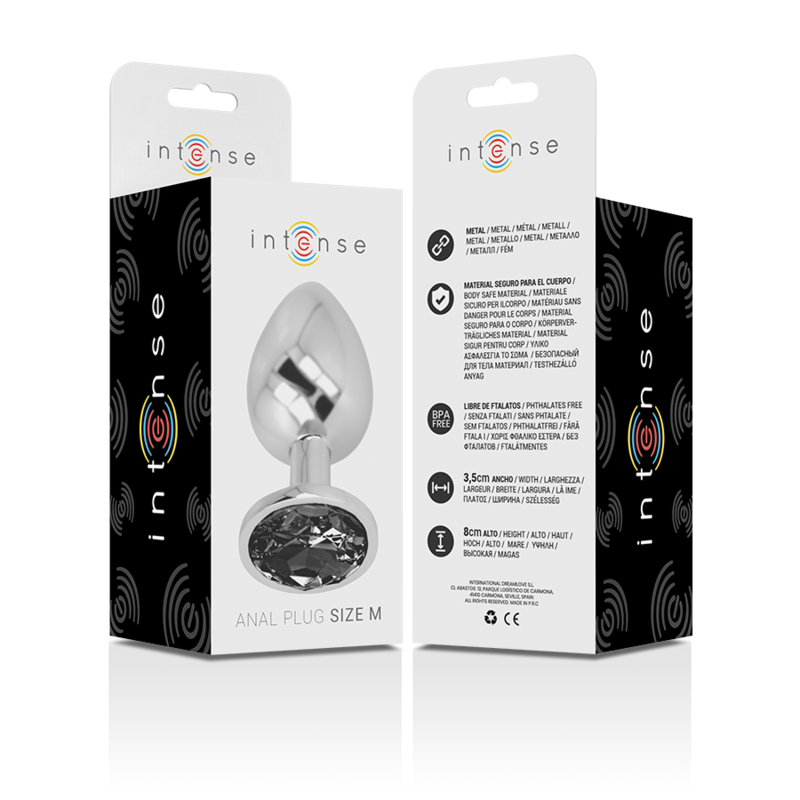 INTENSE - PLUG ANAL METAL ALUMINIO CON CRISTAL NEGRO TALLA M - Imagen 5