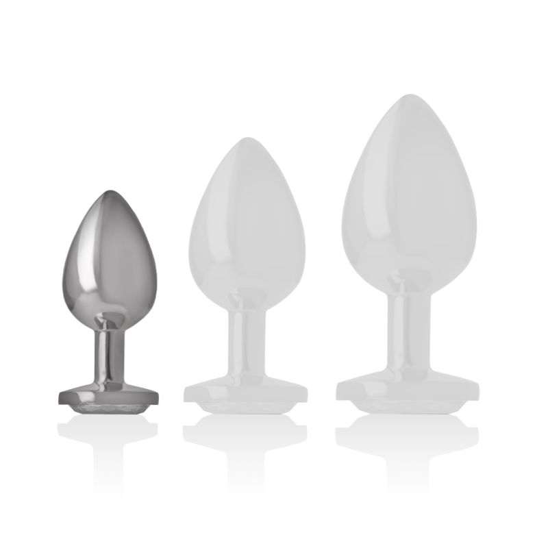 INTENSE - PLUG ANAL METAL ALUMINIO CON CRISTAL PLATA TALLA S - Imagen 2