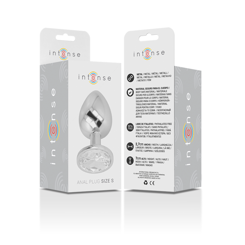 INTENSE - PLUG ANAL METAL ALUMINIO CON CRISTAL PLATA TALLA S - Imagen 5