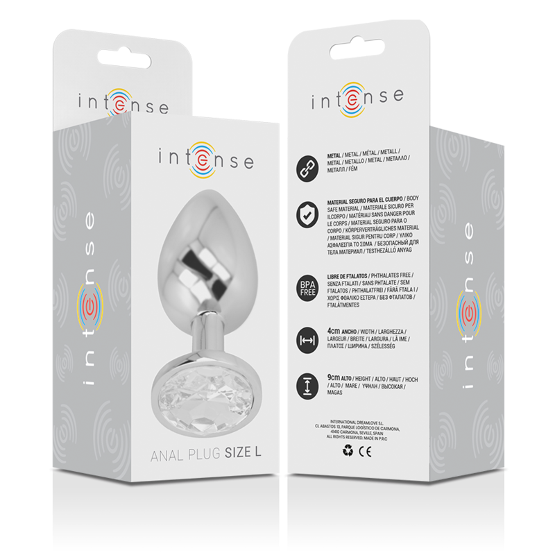 INTENSE - PLUG ANAL METAL ALUMINIO CON CRISTAL PLATA TALLA L - Imagen 3