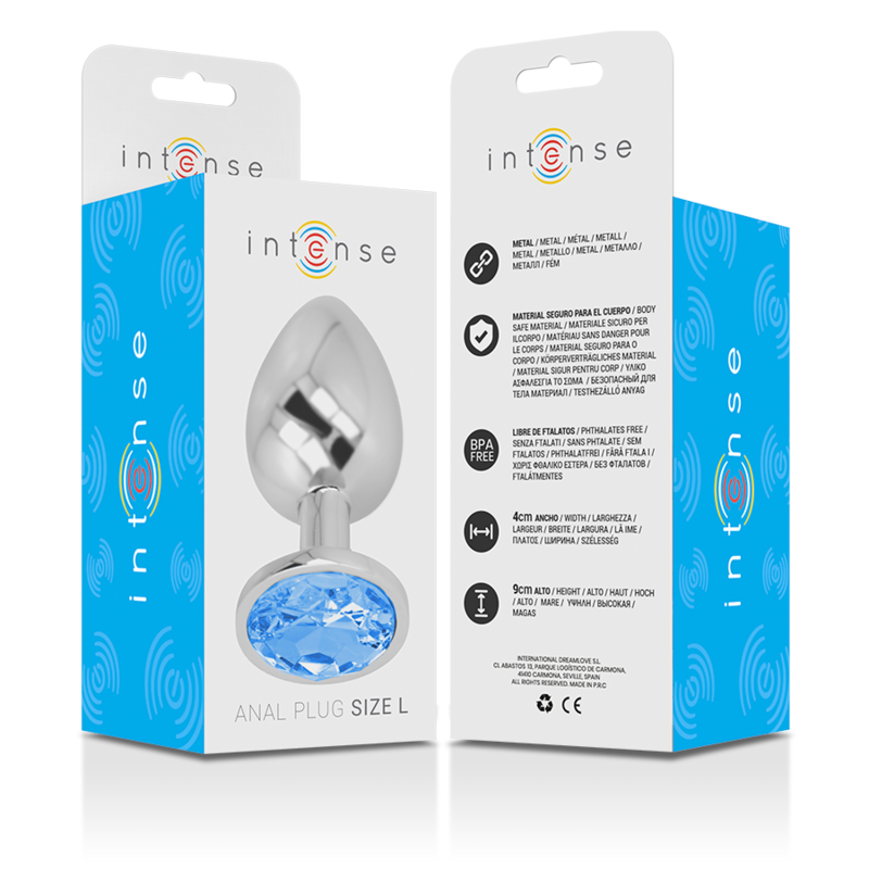INTENSE - ALUMINUM METAL ANAL PLUG WITH BLUE CRYSTAL SIZE L - Image 3