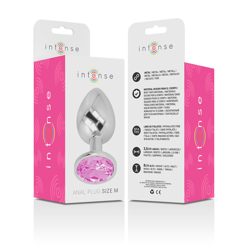 INTENSE - PLUG ANAL EN MÉTAL ALUMINIUM AVEC CRISTAL ROSE TAILLE M – Image 5