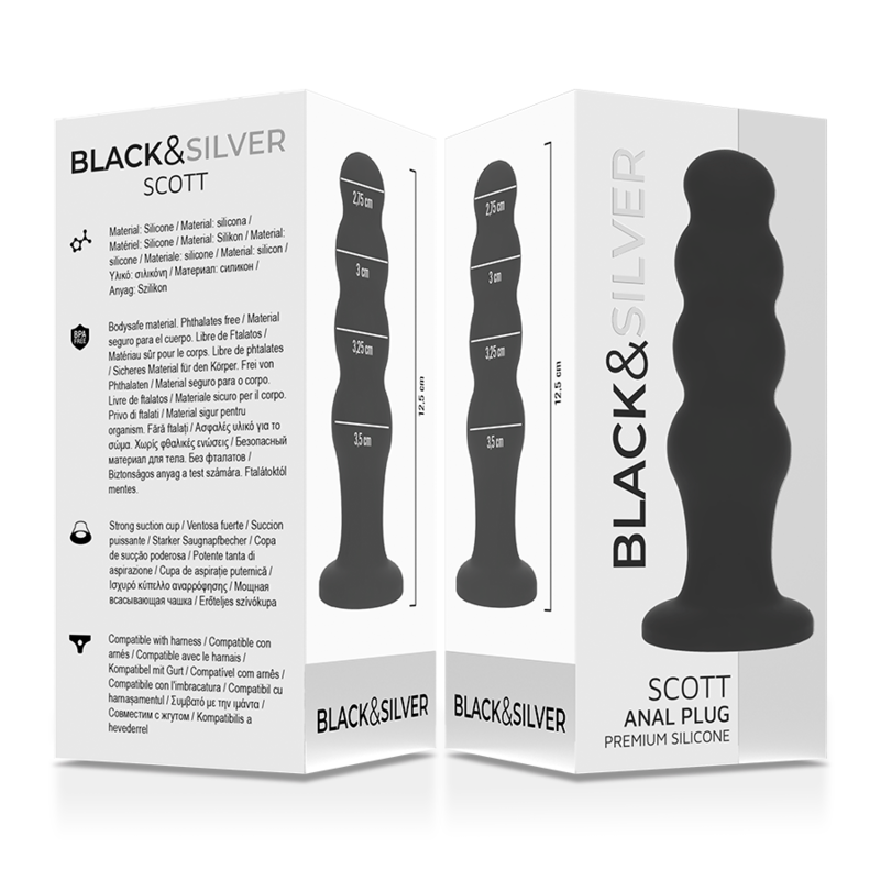 BLACK&SILVER - PLUG ANAL EN SILICONE SCOTT PREMIUM NOIR – Image 4