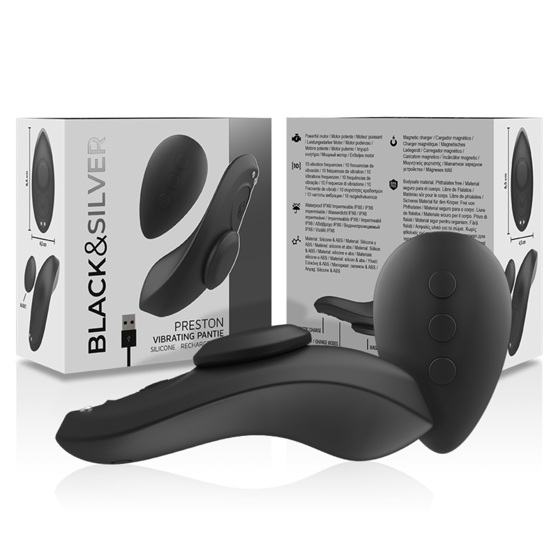 BLACK&SILVER - CALA VIBRADORA DE SILICONE RECARREGVEL PRESTON PRETA - Image 6