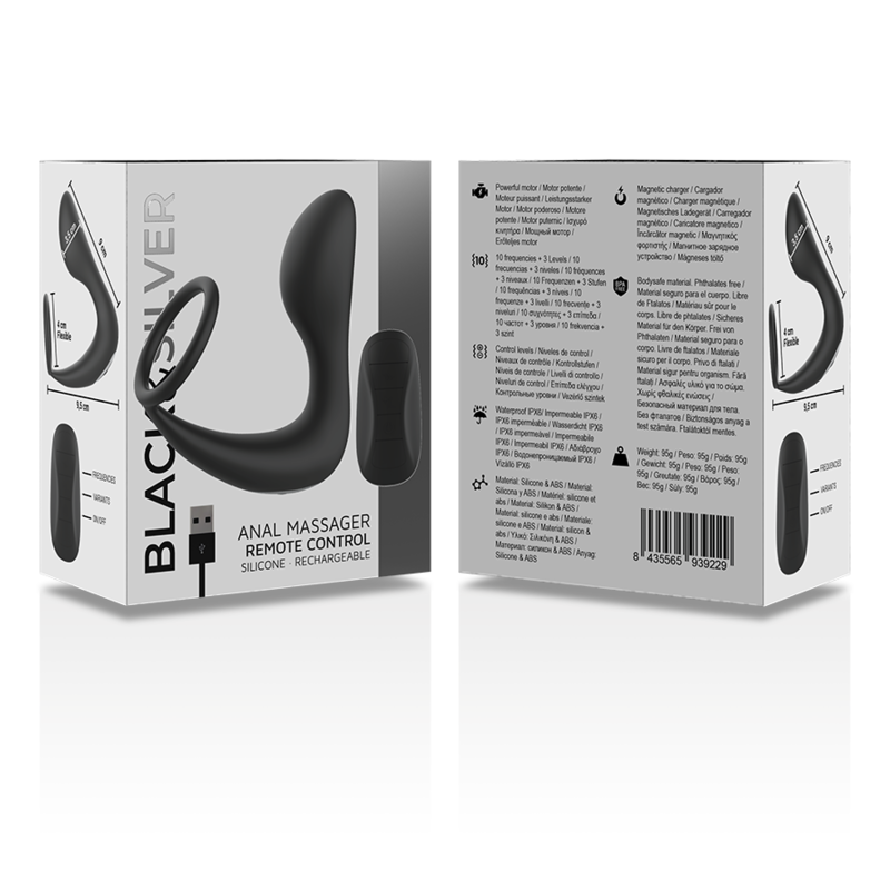 BLACK&SILVER - MASSEUR ANAL TÉLÉCOMMANDE RECHARGEABLE SILICONE NOIR – Image 4