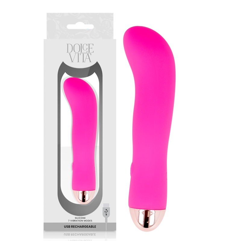 DOLCE VITA - VIBRATEUR RECHARGEABLE DEUX ROSE 7 VITESSES – Image 5