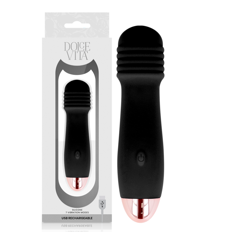 DOLCE VITA - VIBRADOR RECARGABLE TRES NEGRO 7 VELOCIDADES - Imagen 4