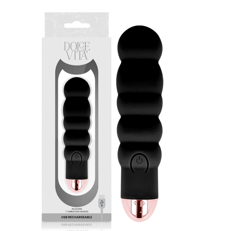 DOLCE VITA - VIBRATEUR RECHARGEABLE SIX NOIR 7 VITESSES – Image 4