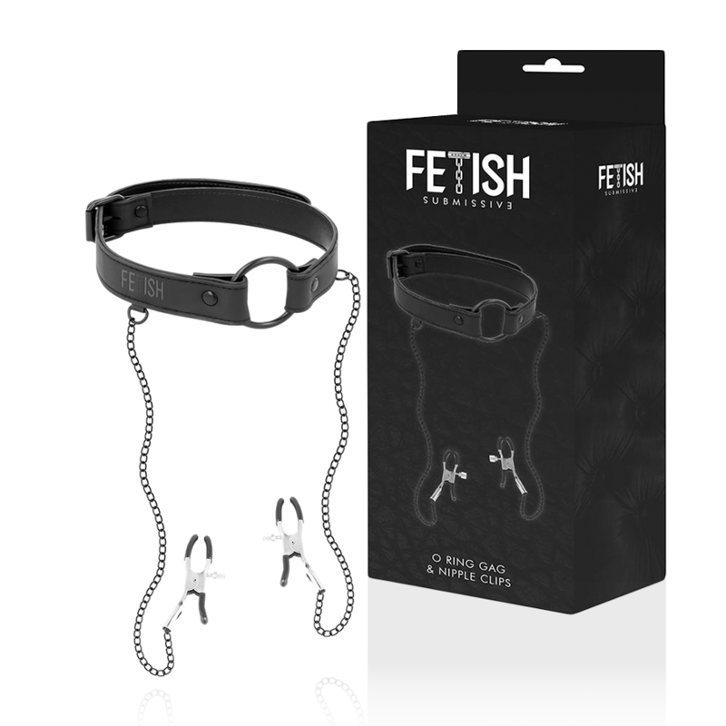 FETISH SUBMISSIVE - GAG RING WITH NIPPLE CLAMPS - Image 7