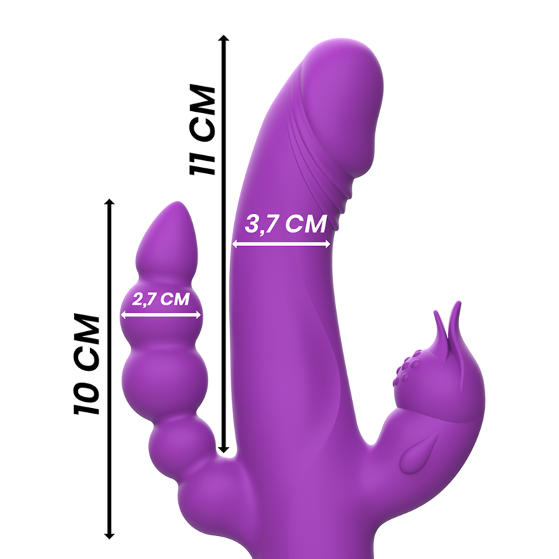 INTENSE - VIBRADOR DE SILICONE CASANOVA COELHO TRIPLO MOTOR ROXO - Image 5