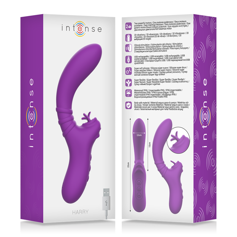INTENSE - VIBRADOR FLEXÍVEL HARRY COM LÍNGUA ROXA - Image 5