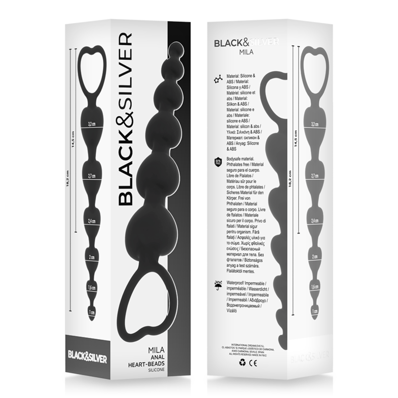 BLACK&SILVER - MILA CADENA ANAL DE CORAZONES 18 CM - Imagen 2