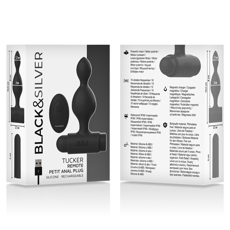 BLACK&SILVER - TUCKER SMALL SILICONE ANAL PLUG REMOTE CONTROL - Image 4