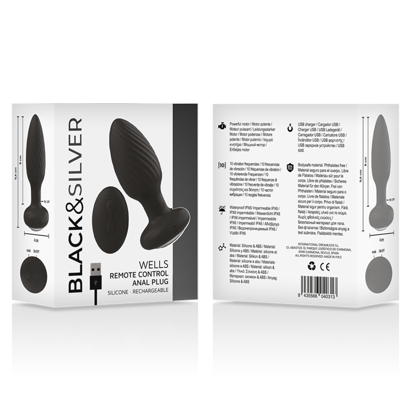 BLACK&SILVER - TÉLÉCOMMANDE DU ROTATEUR ANAL EN SILICONE WELLS PLUG – Image 5