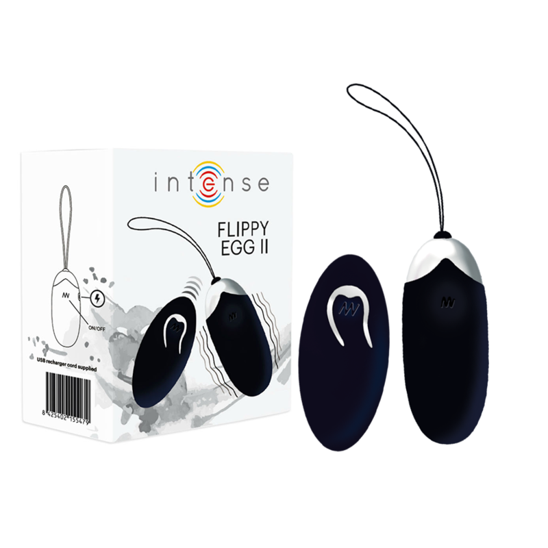 INTENSE - OEUF VIBRANT FLIPPY II AVEC TÉLÉCOMMANDE NOIR – Image 2