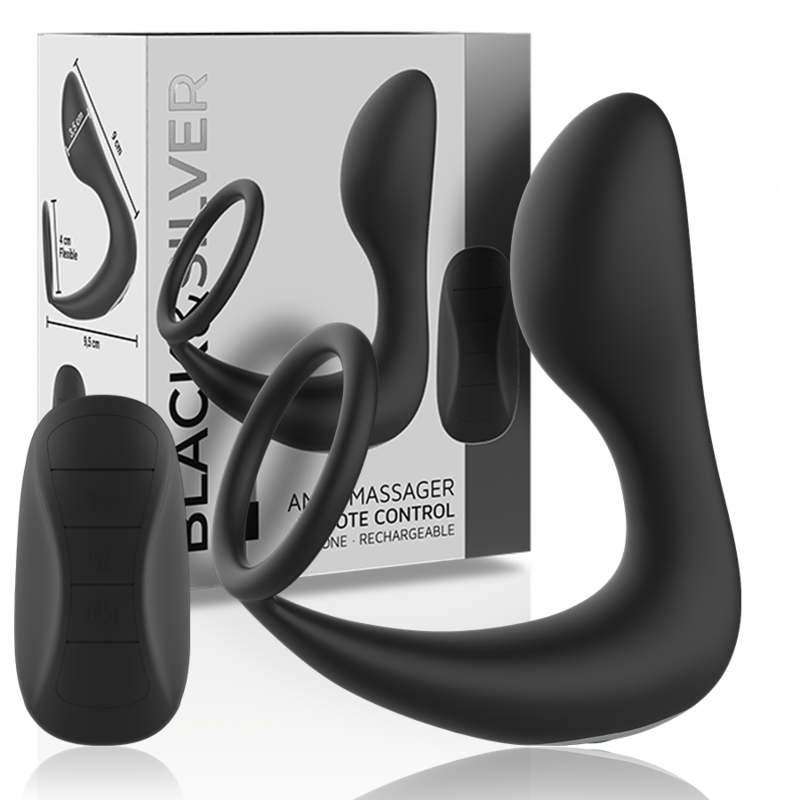 BLACK&SILVER - MASSEUR ANAL TÉLÉCOMMANDE RECHARGEABLE SILICONE NOIR – Image 6