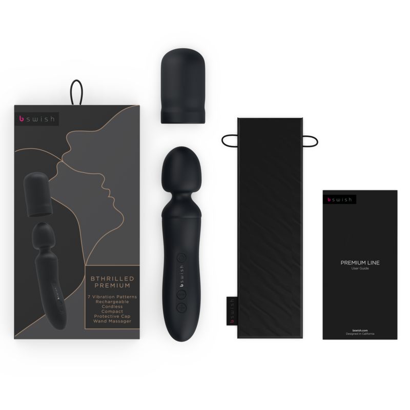 B SWISH - BTHRILLED VIBRADOR WAND PREMIUM NEGRO - Imagen 4