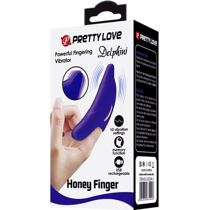 PRETTY LOVE - PUISSANT STIMULATEUR DE DOIGTS BLEU FONCÉ DELPHINI – Image 6