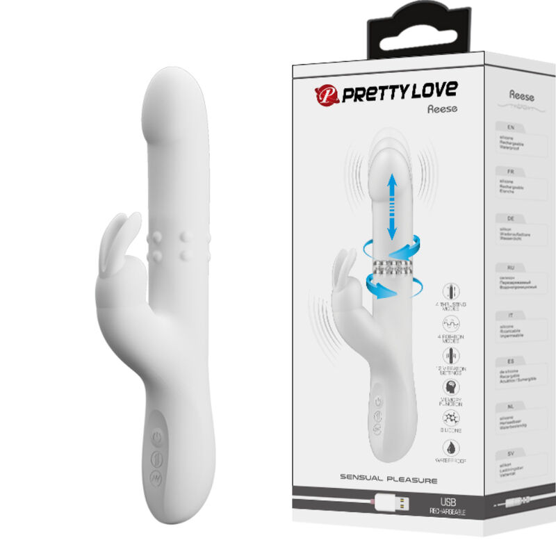 PRETTY LOVE - REESE VIBRADOR CON ROTACIÓN PLATEADO - Imagen 2