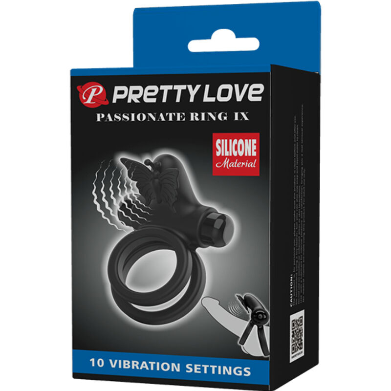 PRETTY LOVE - DOUBLE ANNEAU VIBRANT AVEC STIMULATEUR NOIR – Image 8