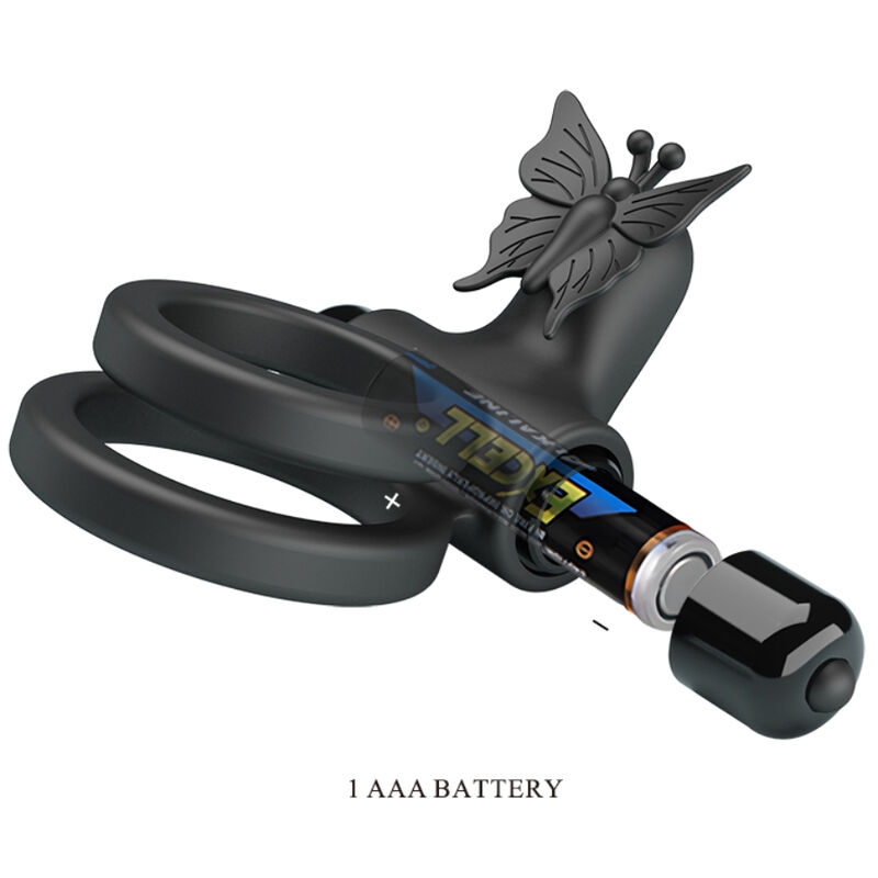 PRETTY LOVE - DOUBLE ANNEAU VIBRANT AVEC STIMULATEUR NOIR – Image 4
