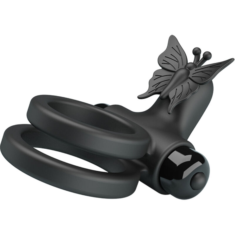 PRETTY LOVE - DOUBLE ANNEAU VIBRANT AVEC STIMULATEUR NOIR – Image 2