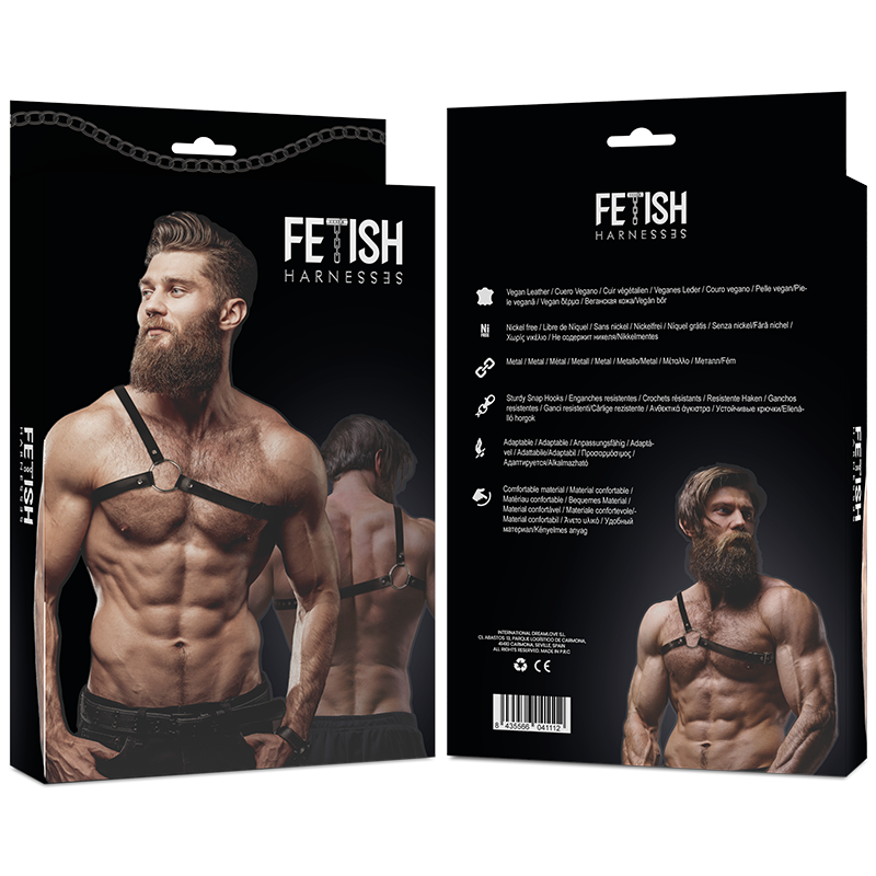 FETISH SUBMISSIVE - ATTITUDE IMBRACATURA IN ECOPELLE CON SPALLE INCROCIATE PER UOMO - immagine 6