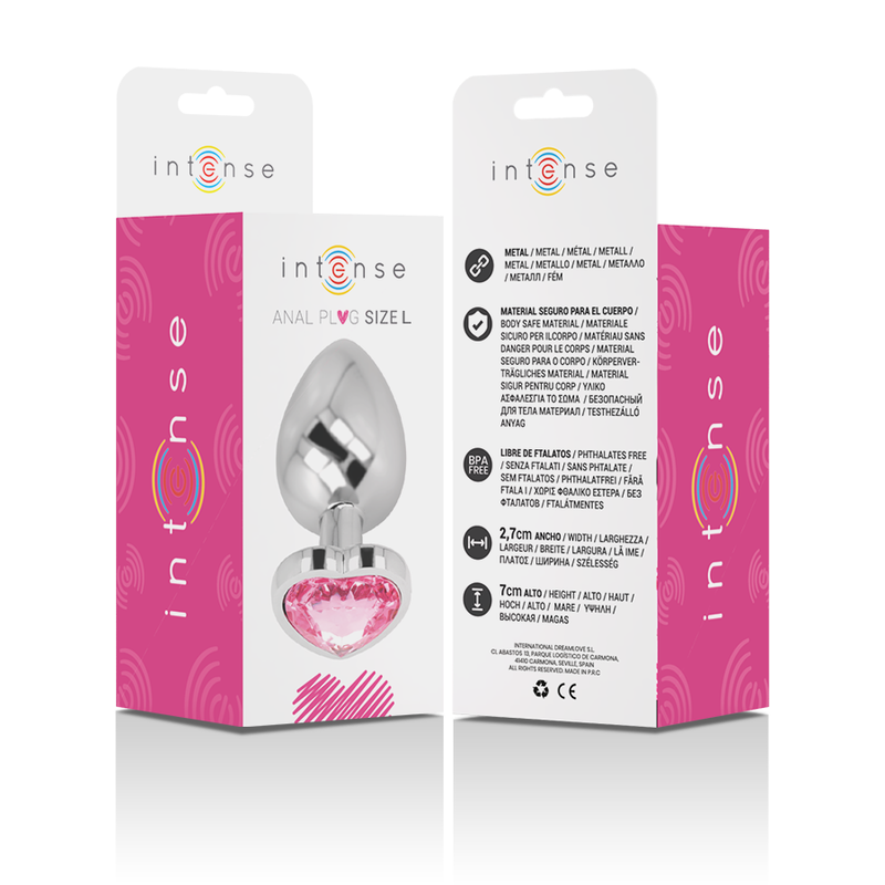INTENSE - PLUG ANAL METAL ALUMINIO CORAZÓN ROSA TALLA L - Imagen 2