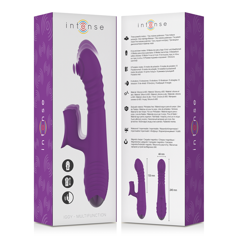 INTENSE - VIBRATEUR RECHARGEABLE MULTIFONCTION IGGY UP & DOWN AVEC STIMULATEUR CLITORAL VIOLET – Image 4