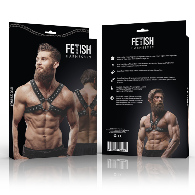 FETISH SUBMISSIVE ATTITUDE - BRUSTHARNESS AUS ÖKOLEDER MIT NIETEN FÜR HERREN – Bild 5